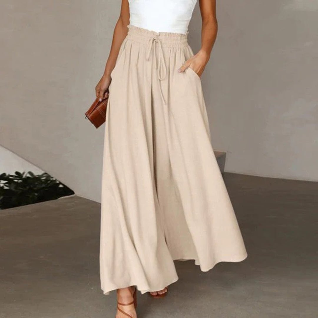 Women's Wide Leg High Waist Pants – Beige