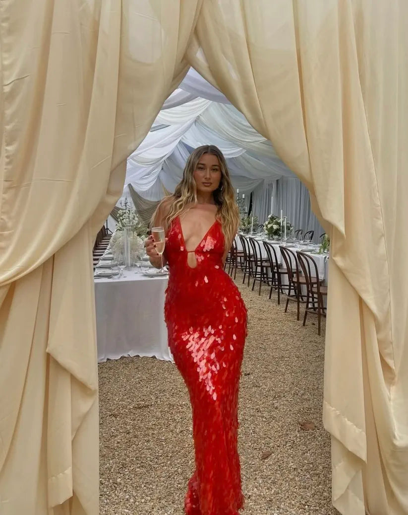 Women's V Neck Maxi Dress