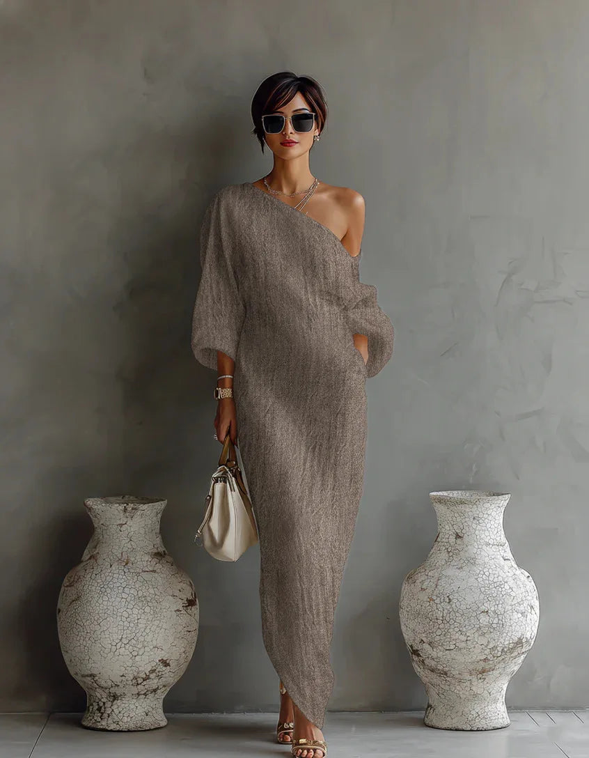 Women's One Shoulder Maxi Dress – Khaki