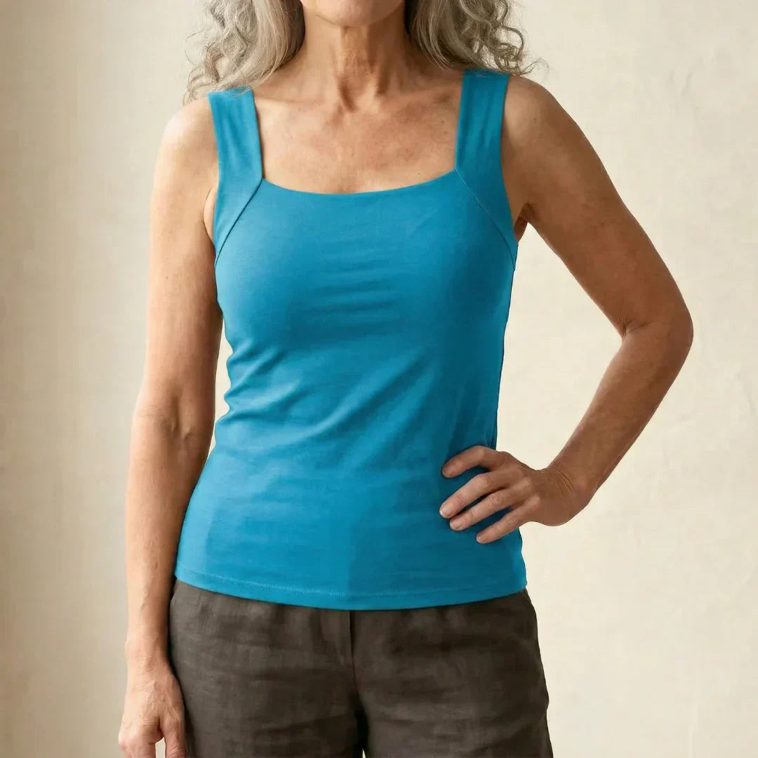 Women's Square Neck Sleeveless Tank Top – Turquoise