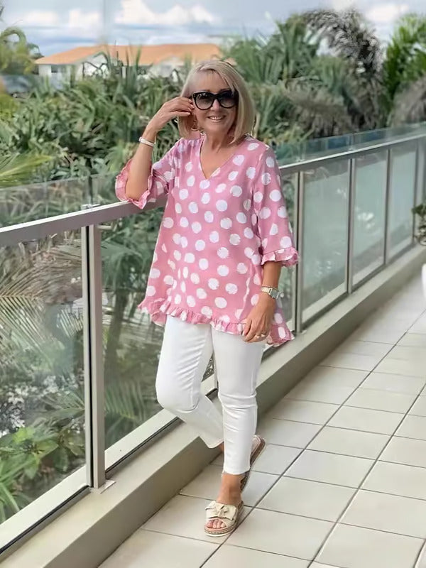 Women's V Neck Blouse – Pink