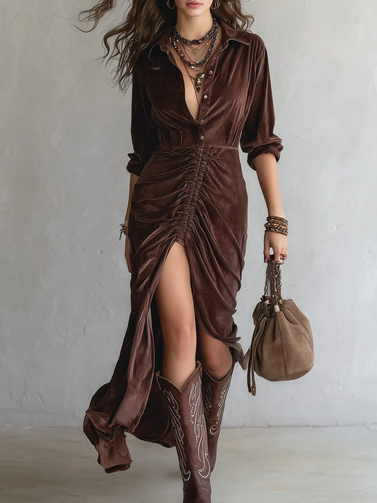 Women's Midi Dress – Brown