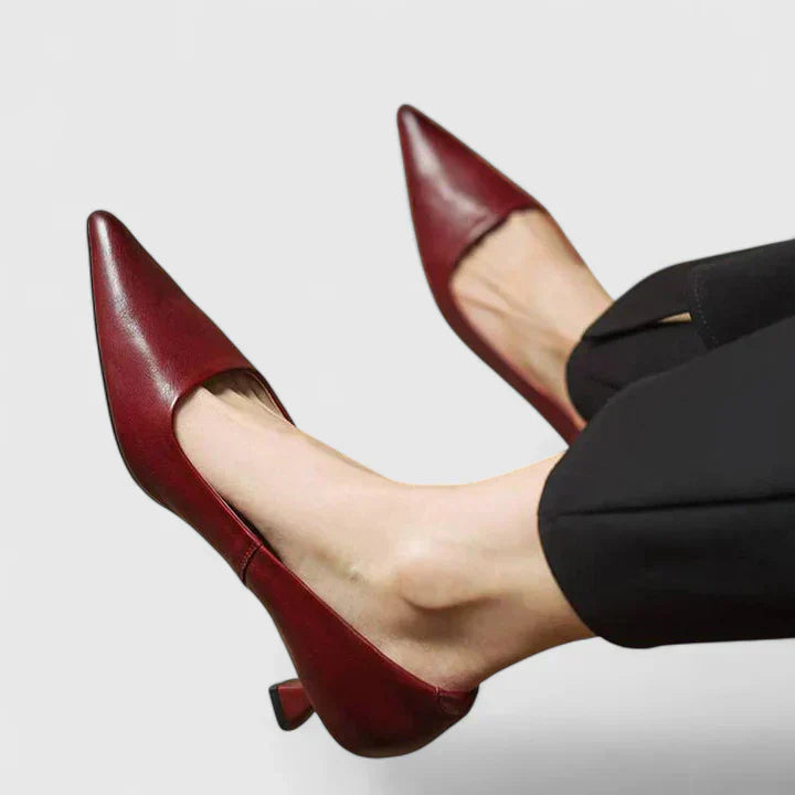 Women's Kitten Heel Pointed Toe Heels – Reddish Brown