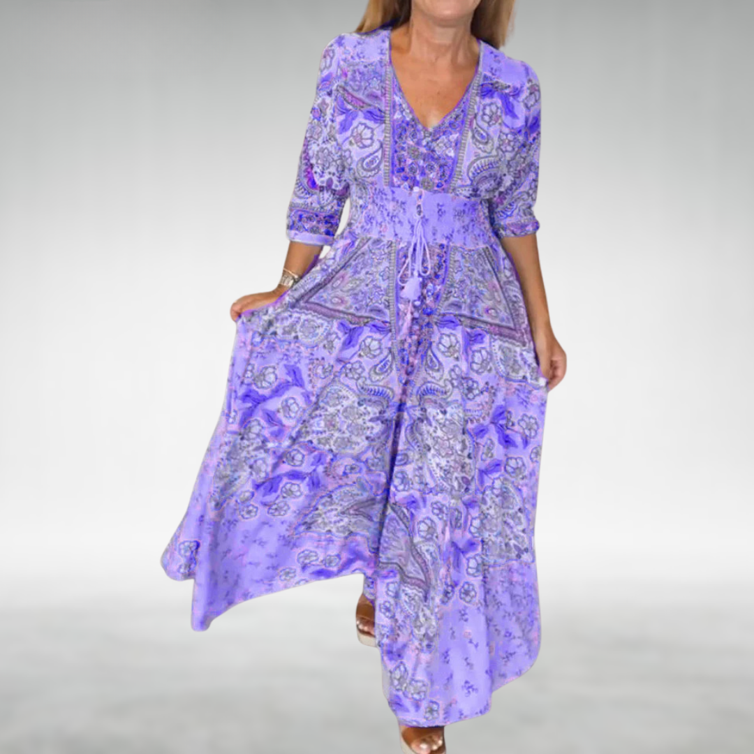 Women's V Neck Maxi Dress – Purple