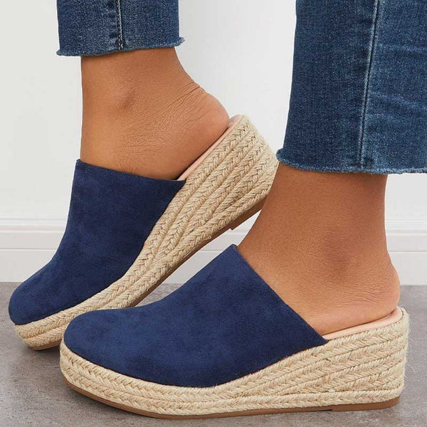 Women's Platform Wedge Sandals – Blue