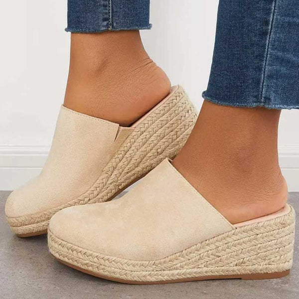 Women's Platform Wedge Sandals – Beige