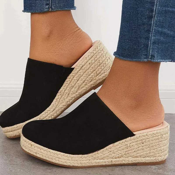 Women's Platform Wedge Sandals – Black