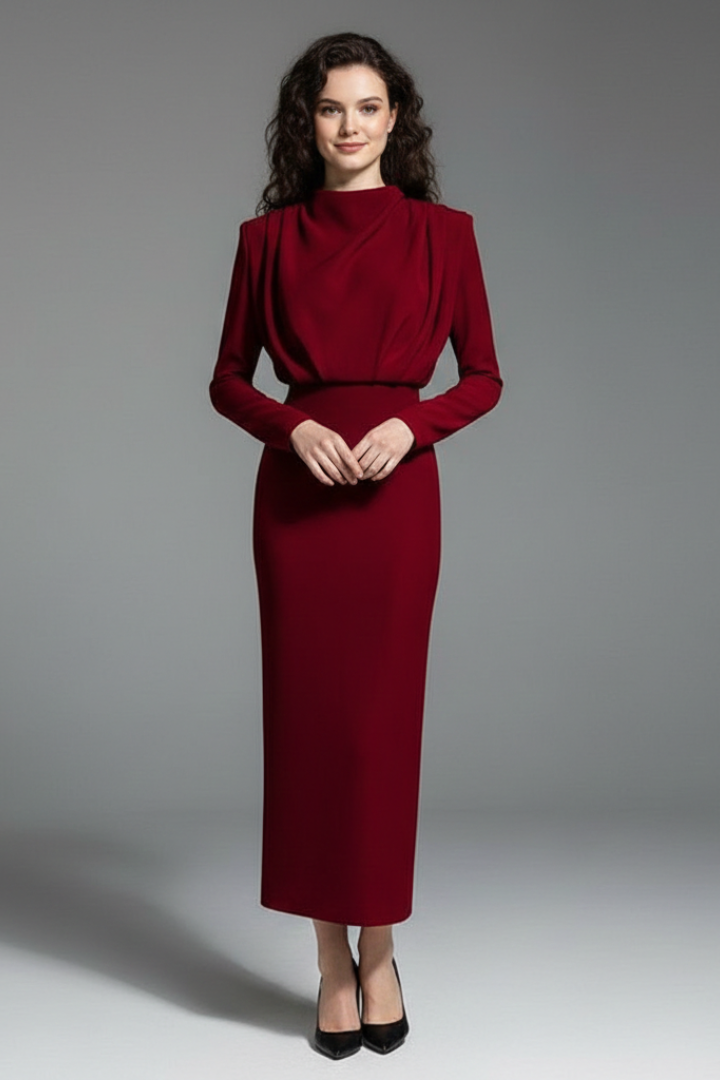 Women's Midi Dress – Burgundy