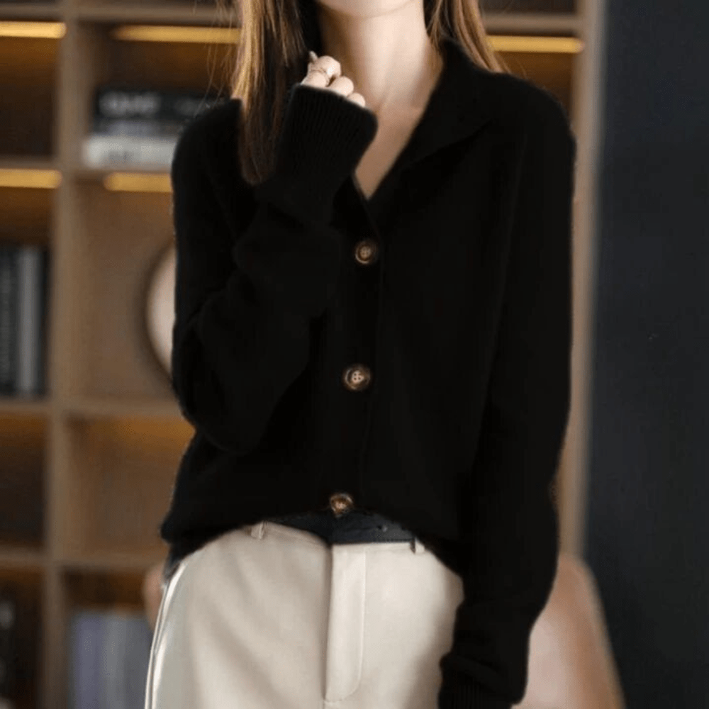 Women's Long Sleeve Cardigan – Black