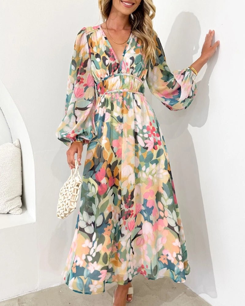 Women's V Neck Midi Dress
