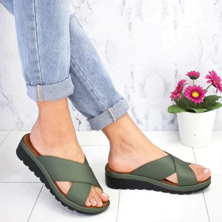 Women's Platform Slip On Sandals – Green