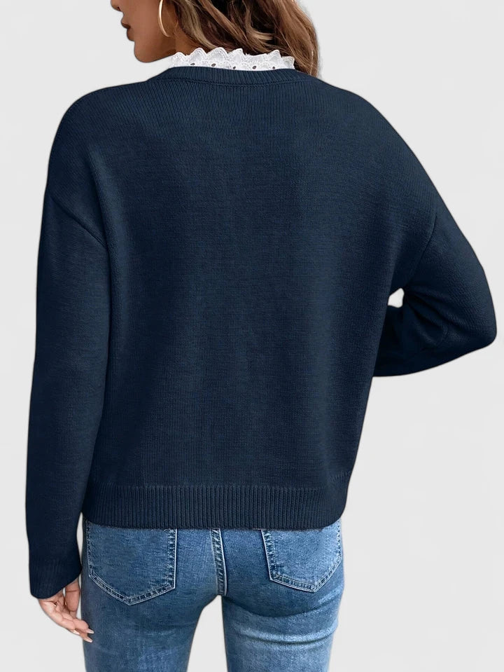 Women's V Neck Long Sleeve Sweater