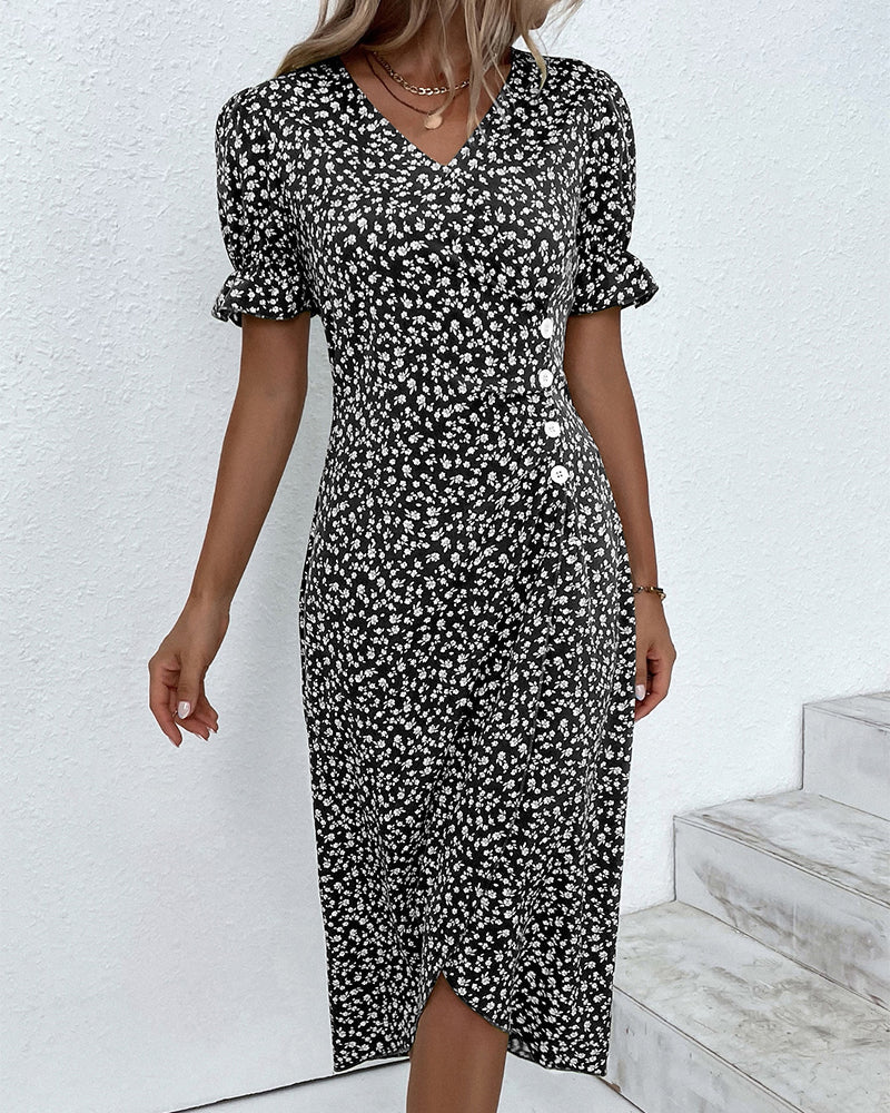 Women's V Neck Midi Dress