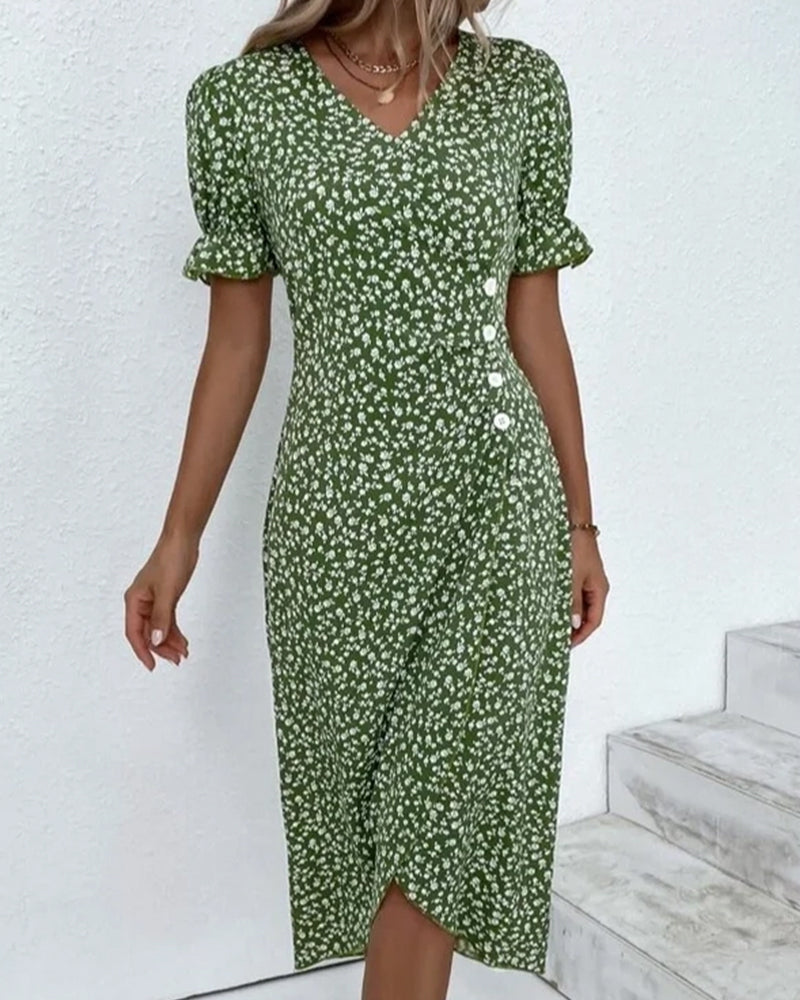 Women's V Neck Midi Dress