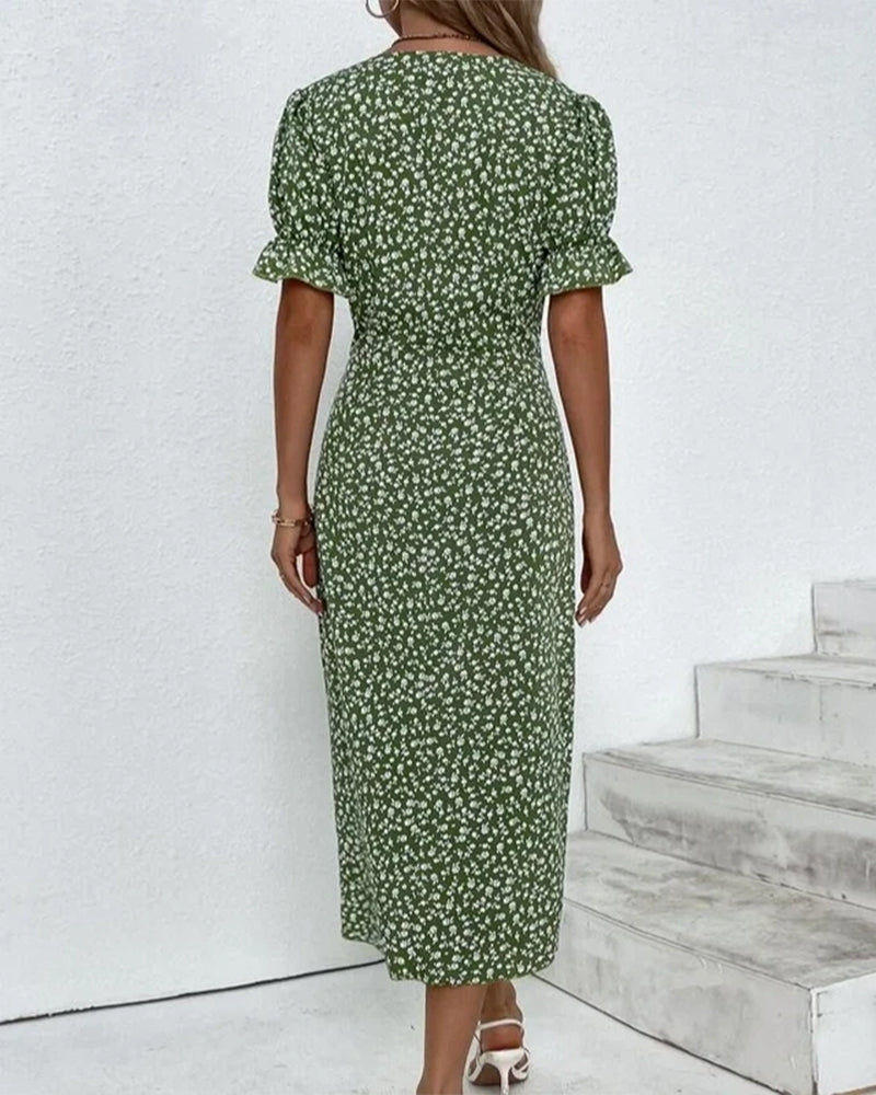 Women's V Neck Midi Dress