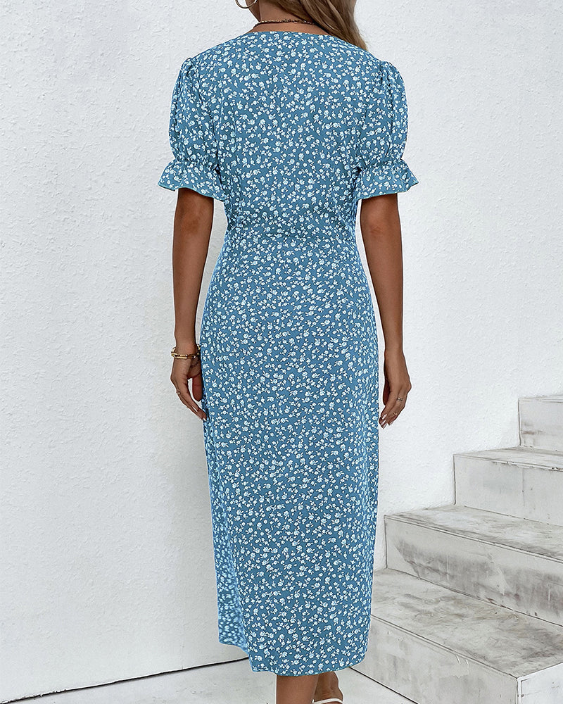 Women's V Neck Midi Dress