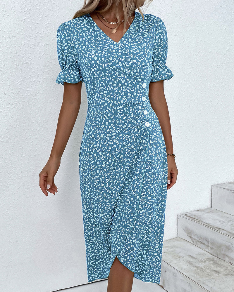 Women's V Neck Midi Dress