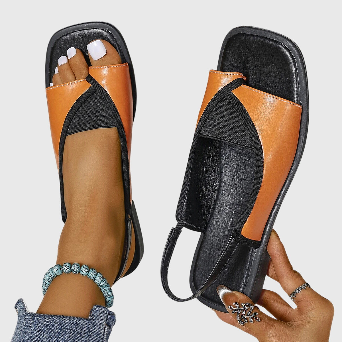 Women's Slingback Flat Sandals – Orange