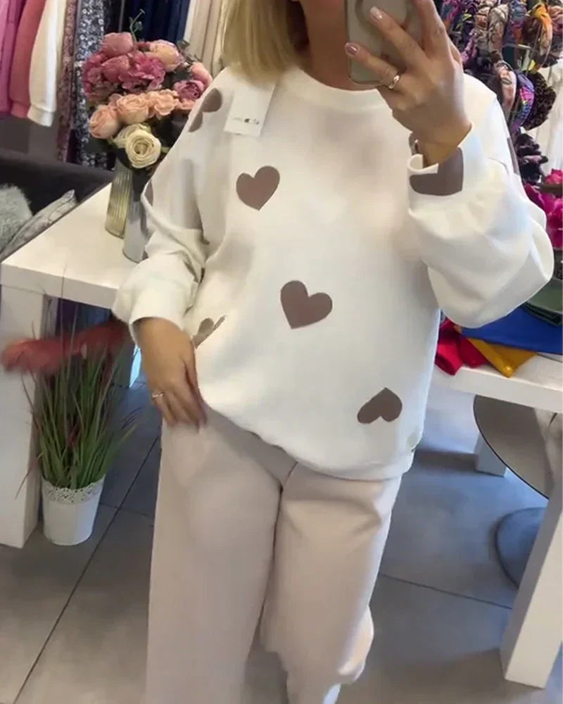 Women's Long Sleeve Sweater – White / Brown