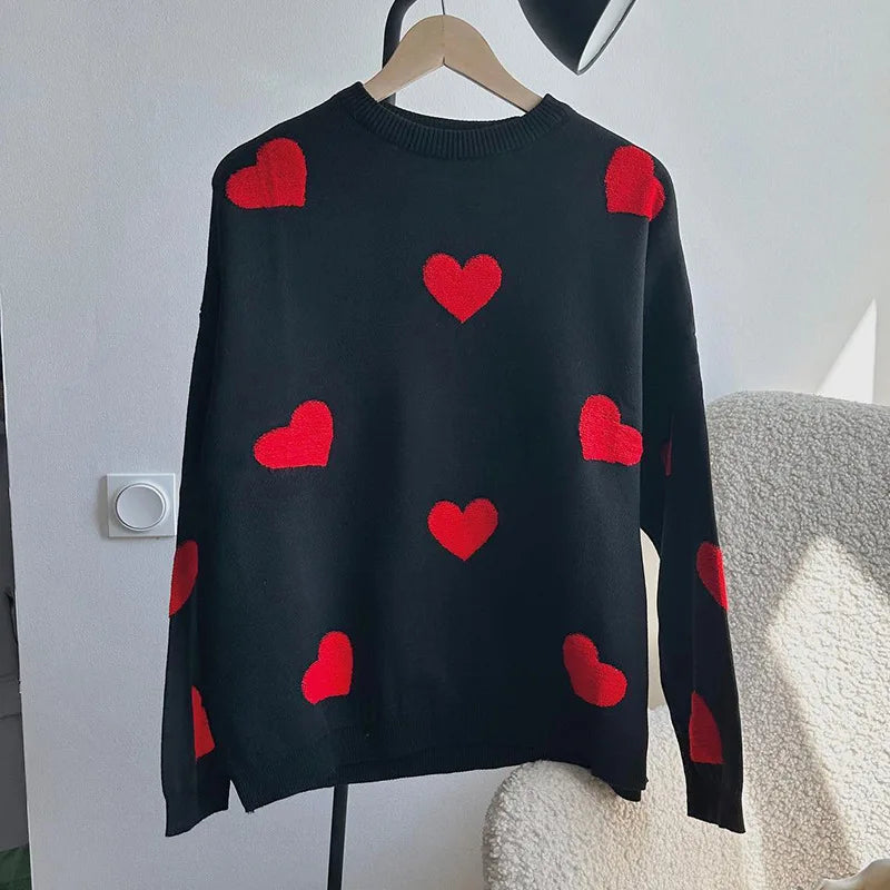 Women's Long Sleeve Sweater – Black/red
