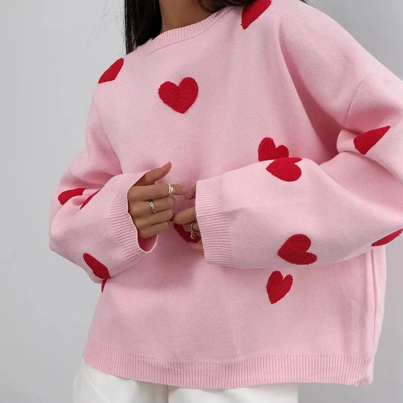 Women's Long Sleeve Sweater – Pink / Red