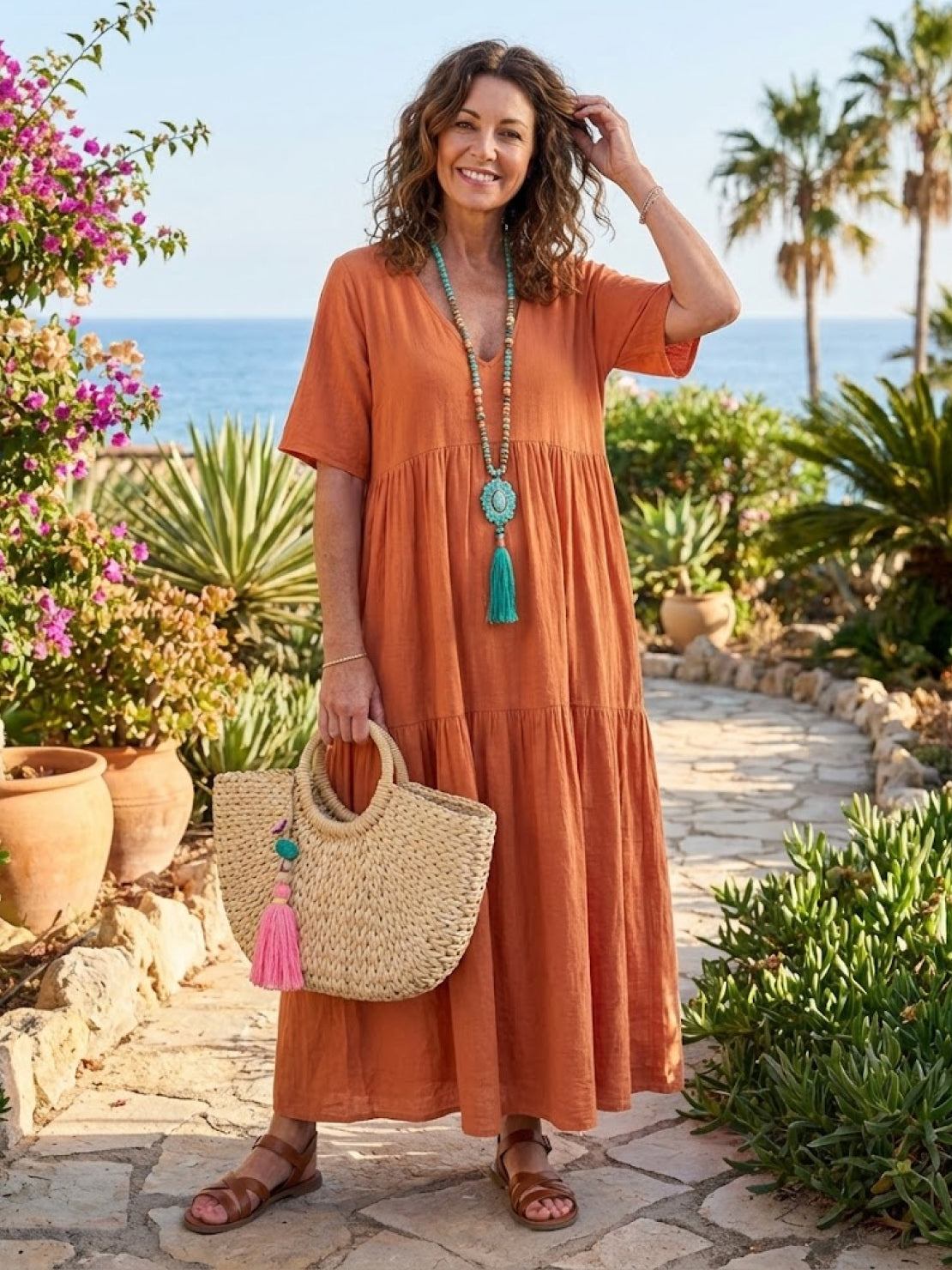 Women's V Neck Maxi Dress