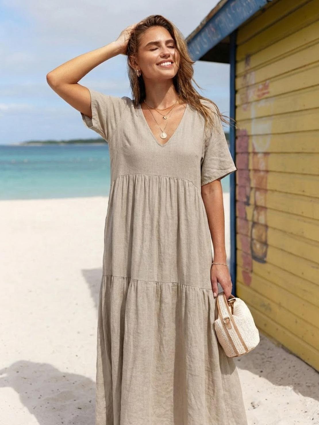 Women's V Neck Maxi Dress