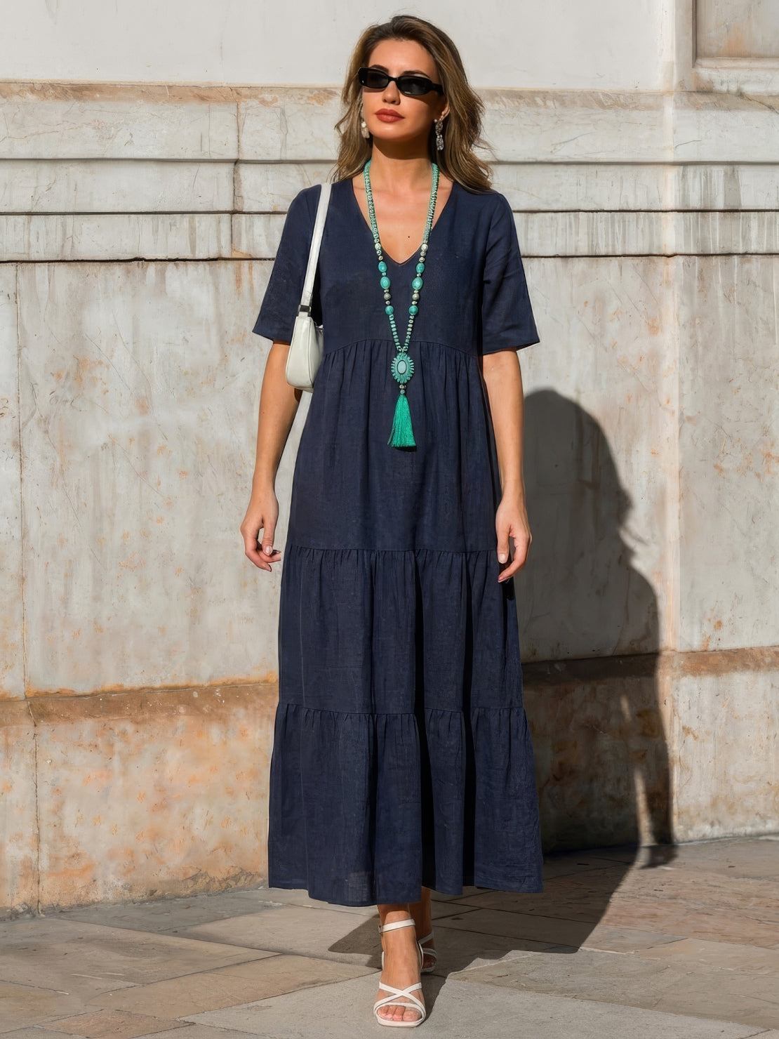 Women's V Neck Maxi Dress
