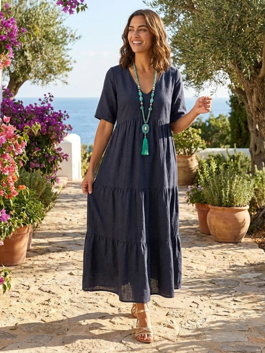 Women's V Neck Maxi Dress