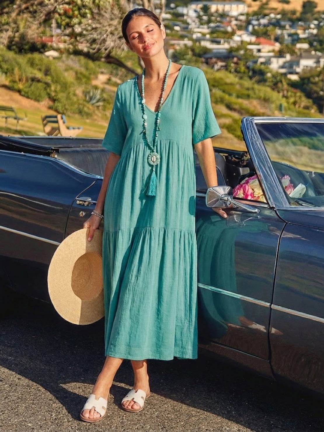 Women's V Neck Maxi Dress