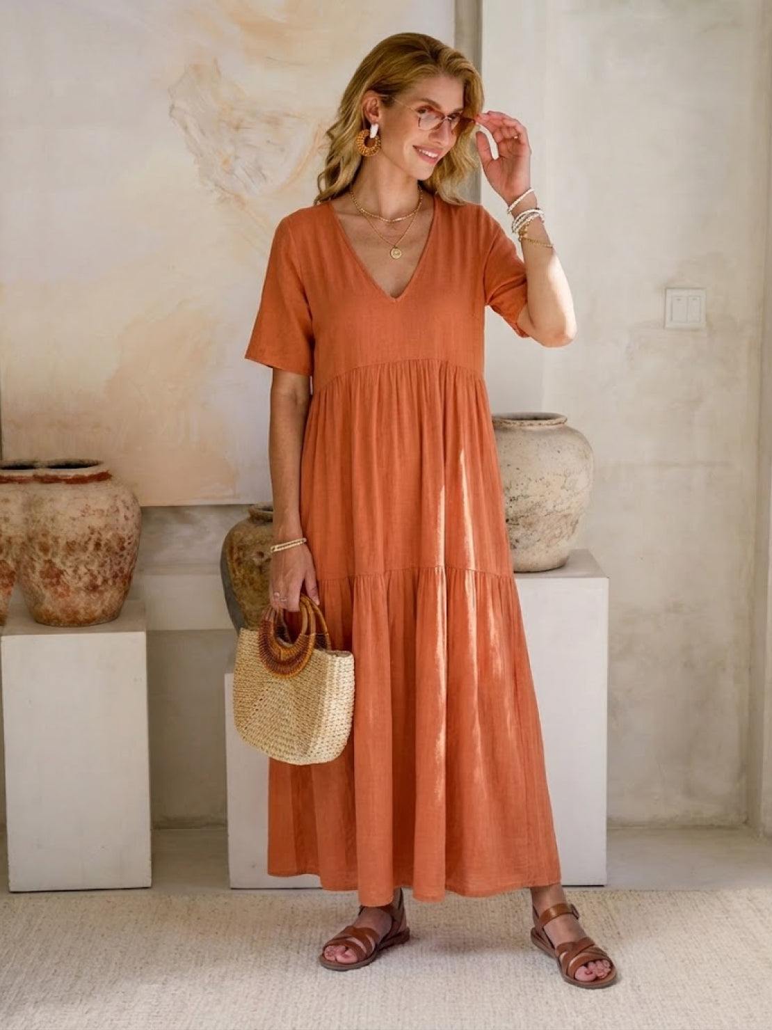 Women's V Neck Maxi Dress