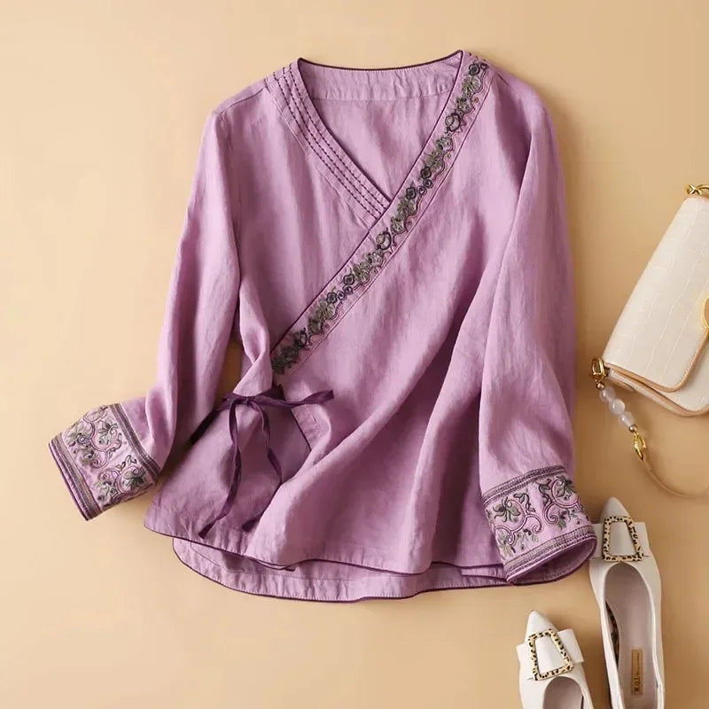 Women's Wrap Long Sleeve Blouse