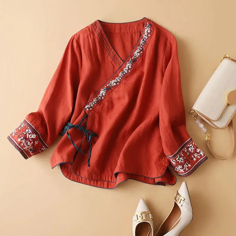 Women's Wrap Long Sleeve Blouse