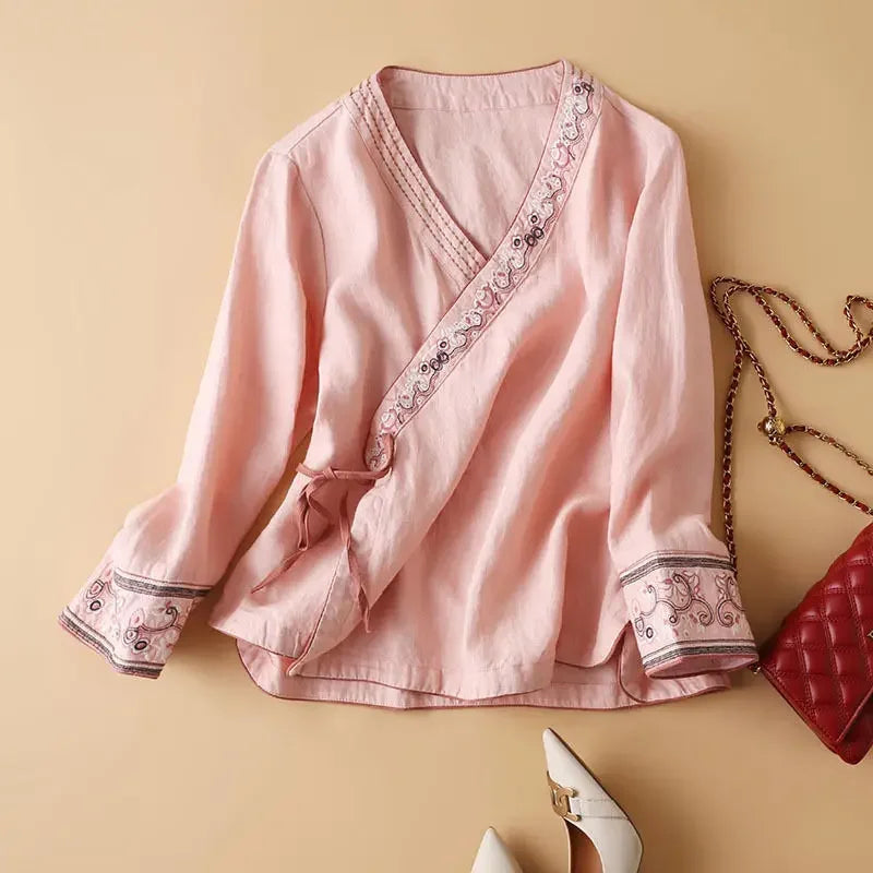 Women's Wrap Long Sleeve Blouse