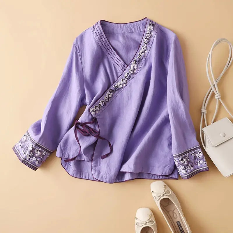 Women's Wrap Long Sleeve Blouse