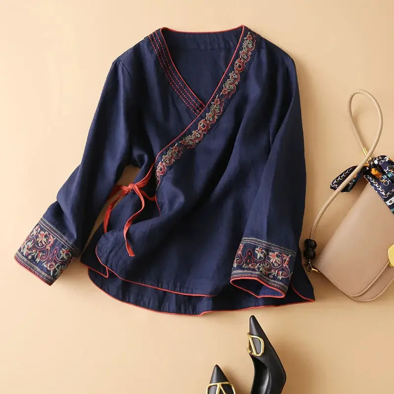 Women's Wrap Long Sleeve Blouse