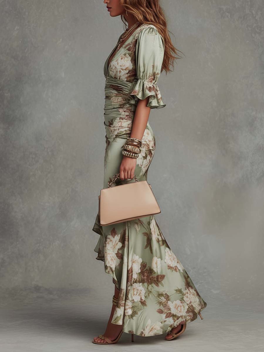 Women's V Neck Maxi Dress