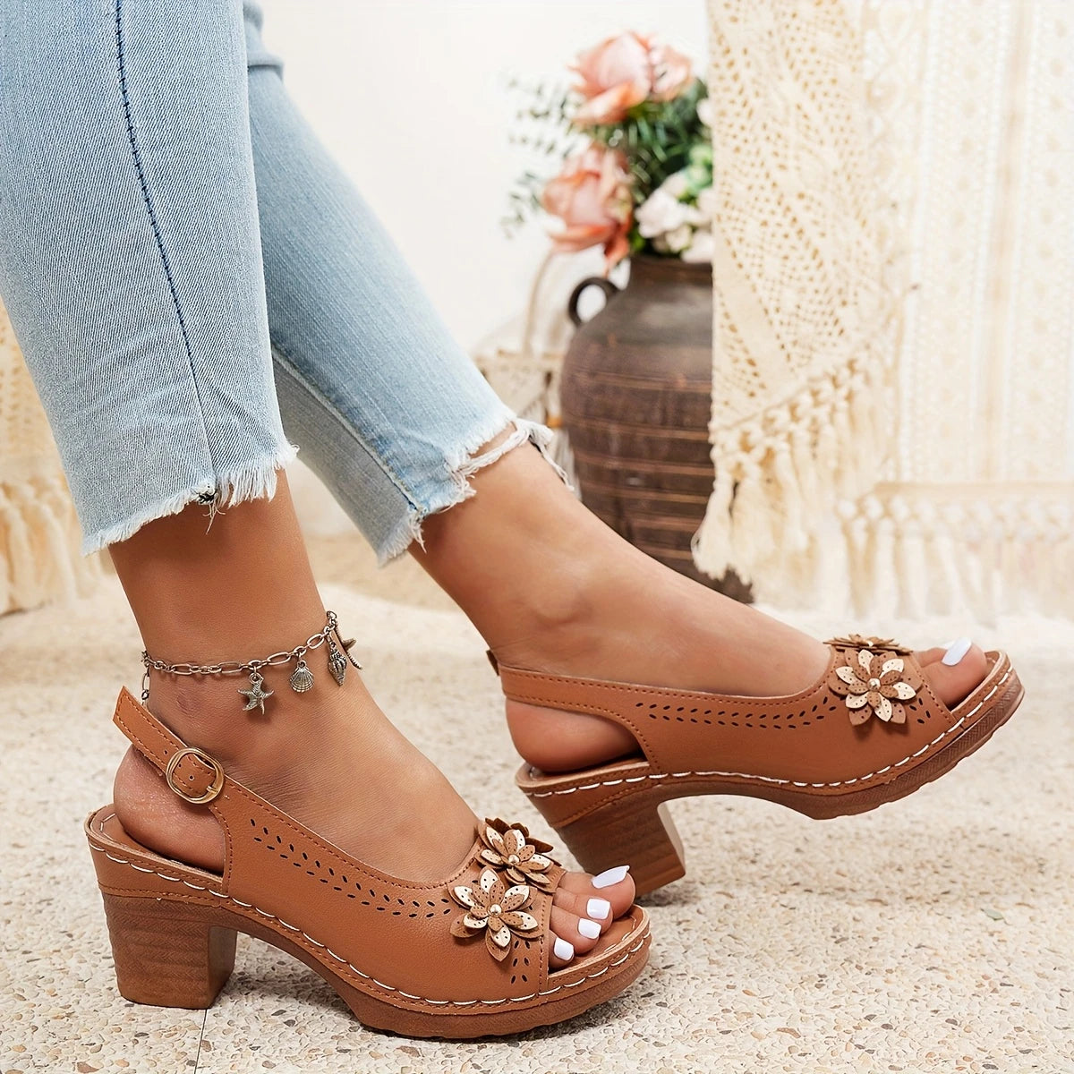 Women's Heeled Ankle Strap Sandals