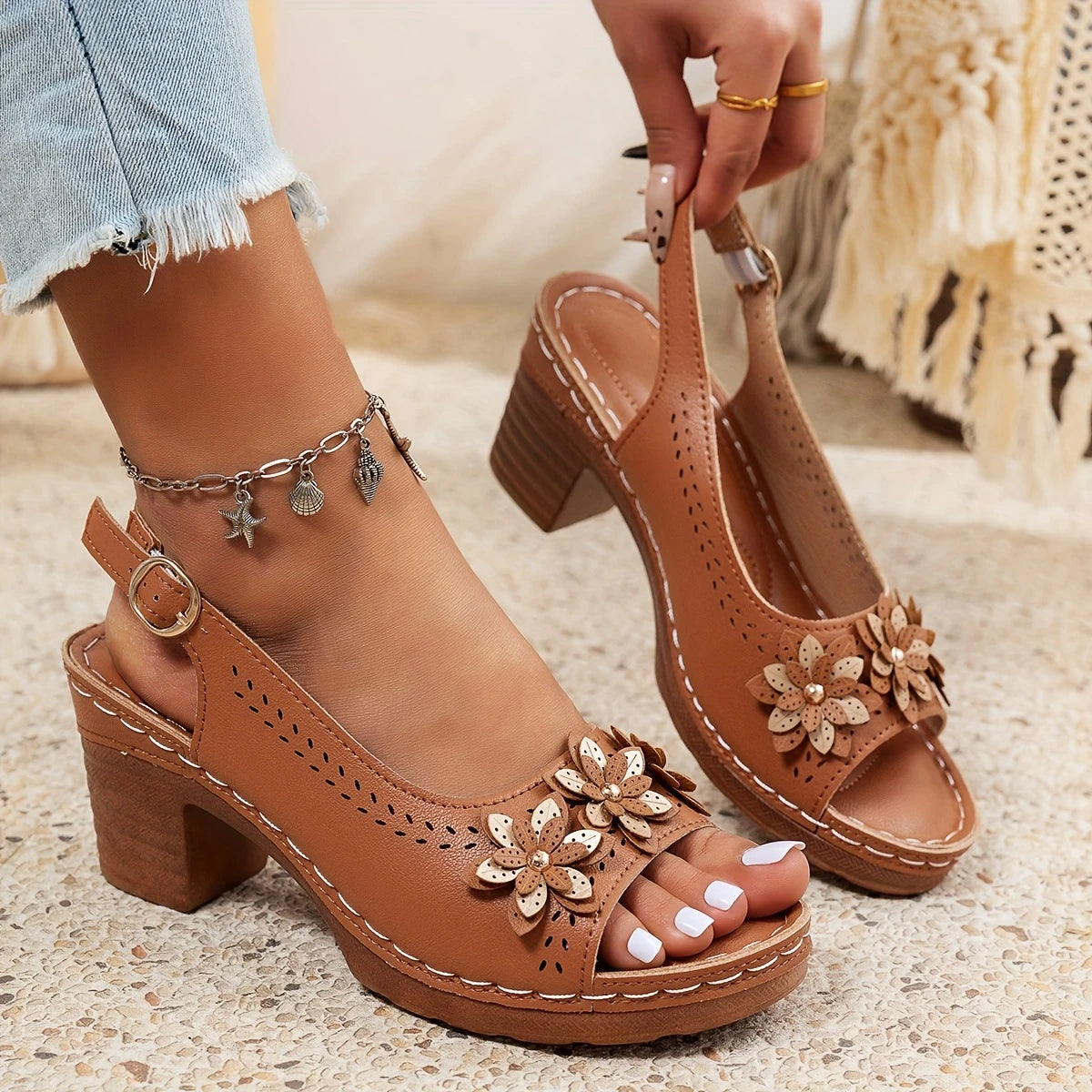 Women's Heeled Ankle Strap Sandals