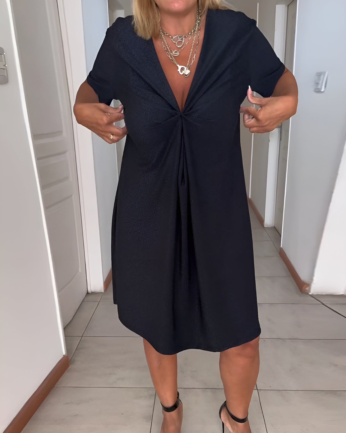 Women's V Neck Midi Dress