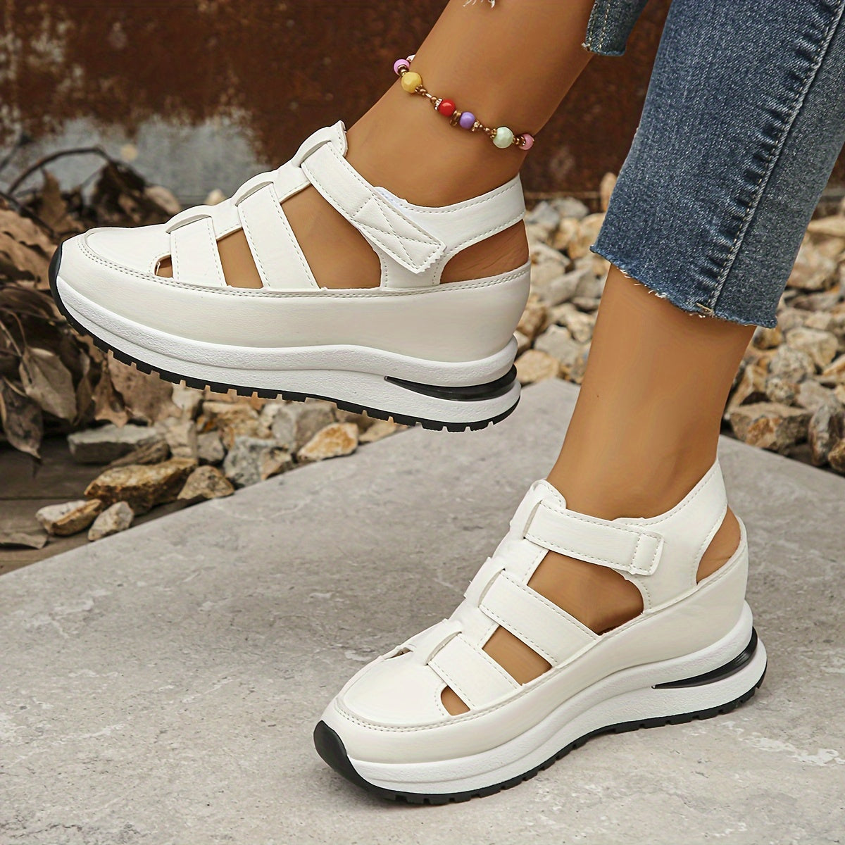 Women's Platform Sandals – White