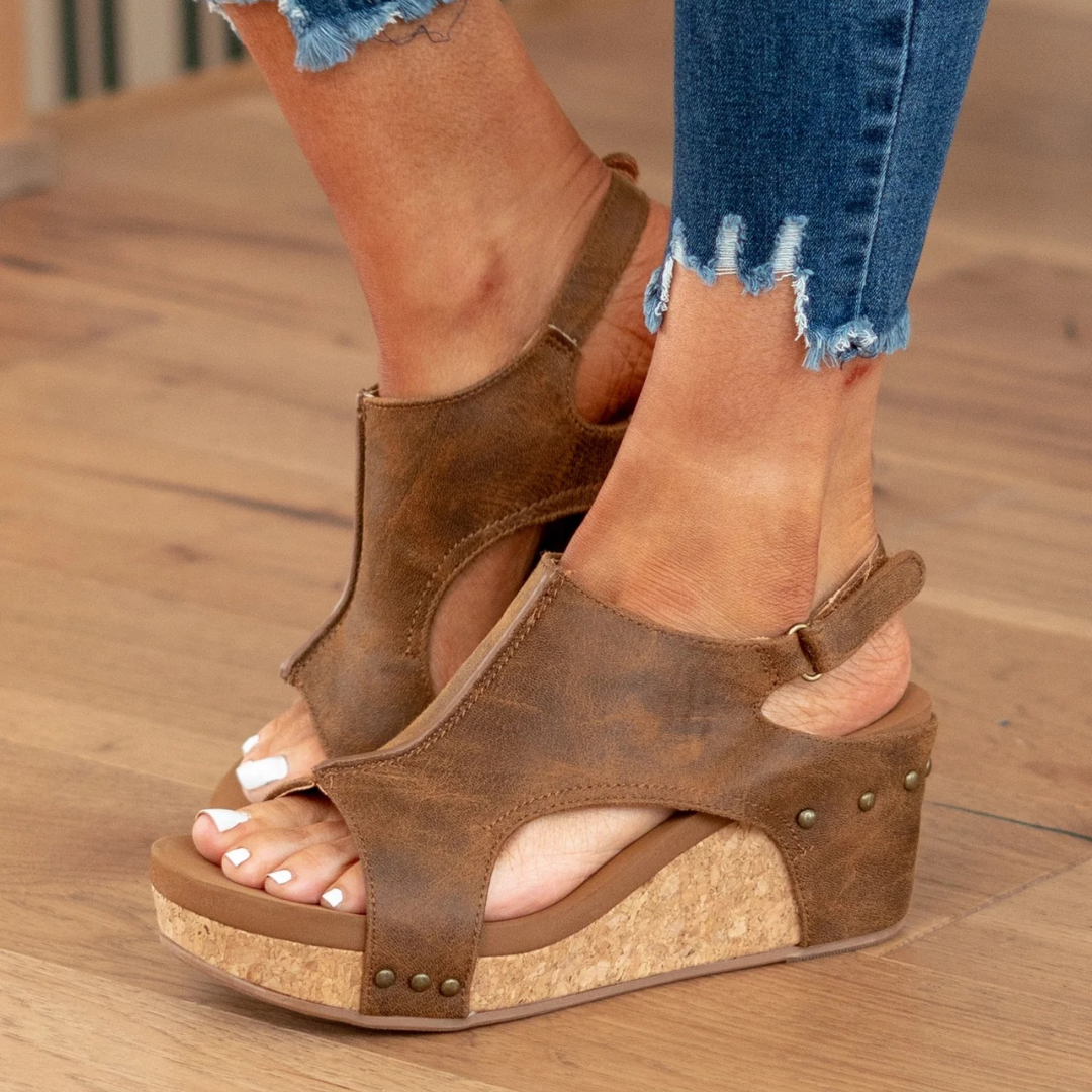Women's Platform Wedge Sandals – Brown