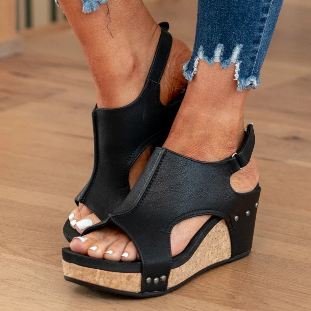 Women's Platform Wedge Sandals – Black