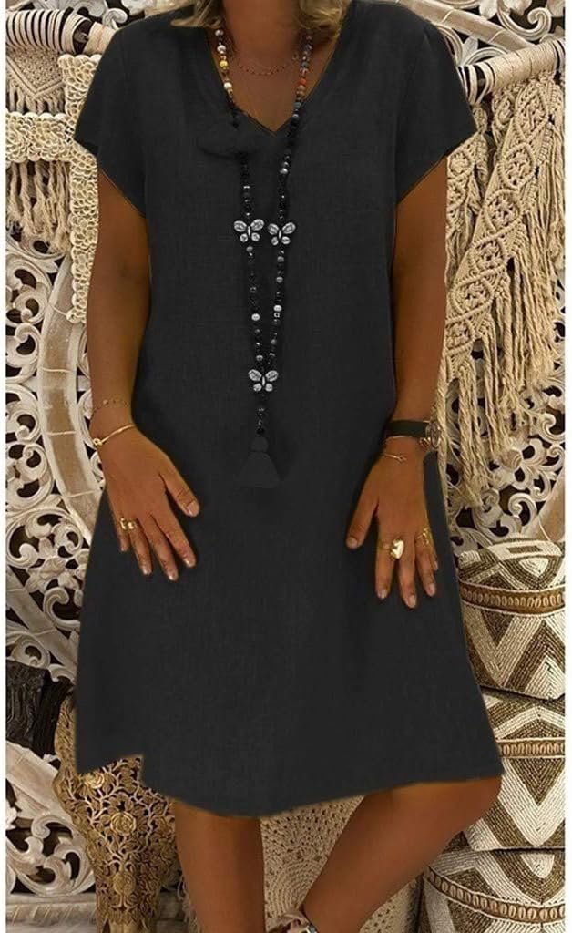 Women's V Neck Mini Dress – Black