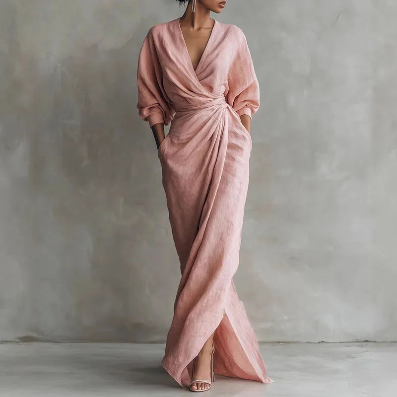 Women's Wrap Maxi Dress – Pink