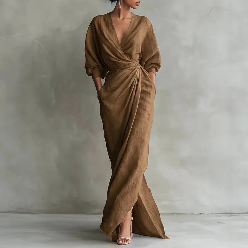 Women's Wrap Maxi Dress – Brown
