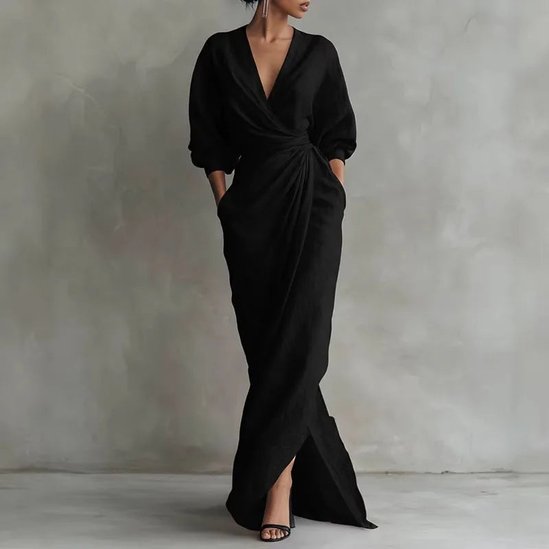 Women's Wrap Maxi Dress – Black