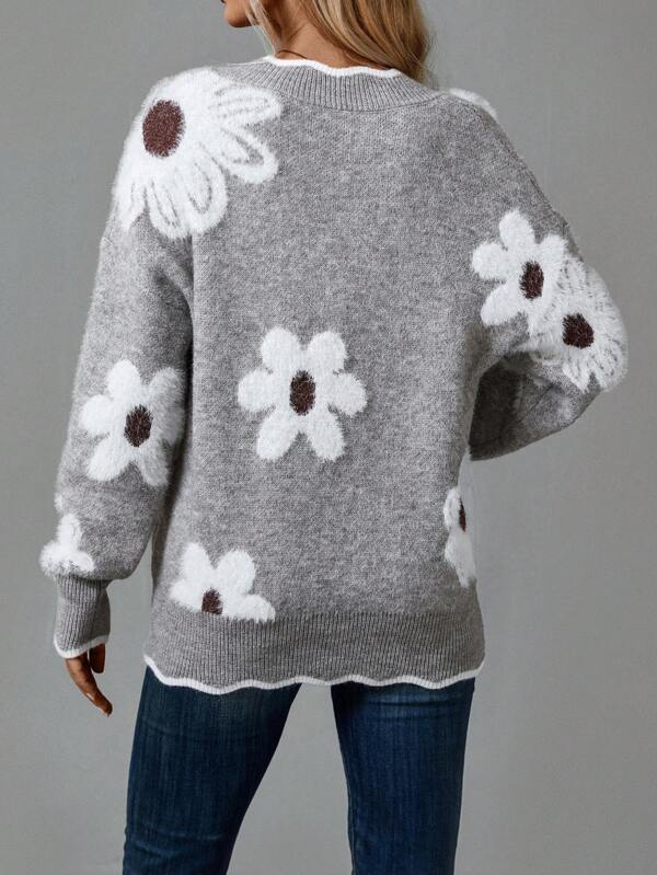 Women's V Neck Long Sleeve Sweater
