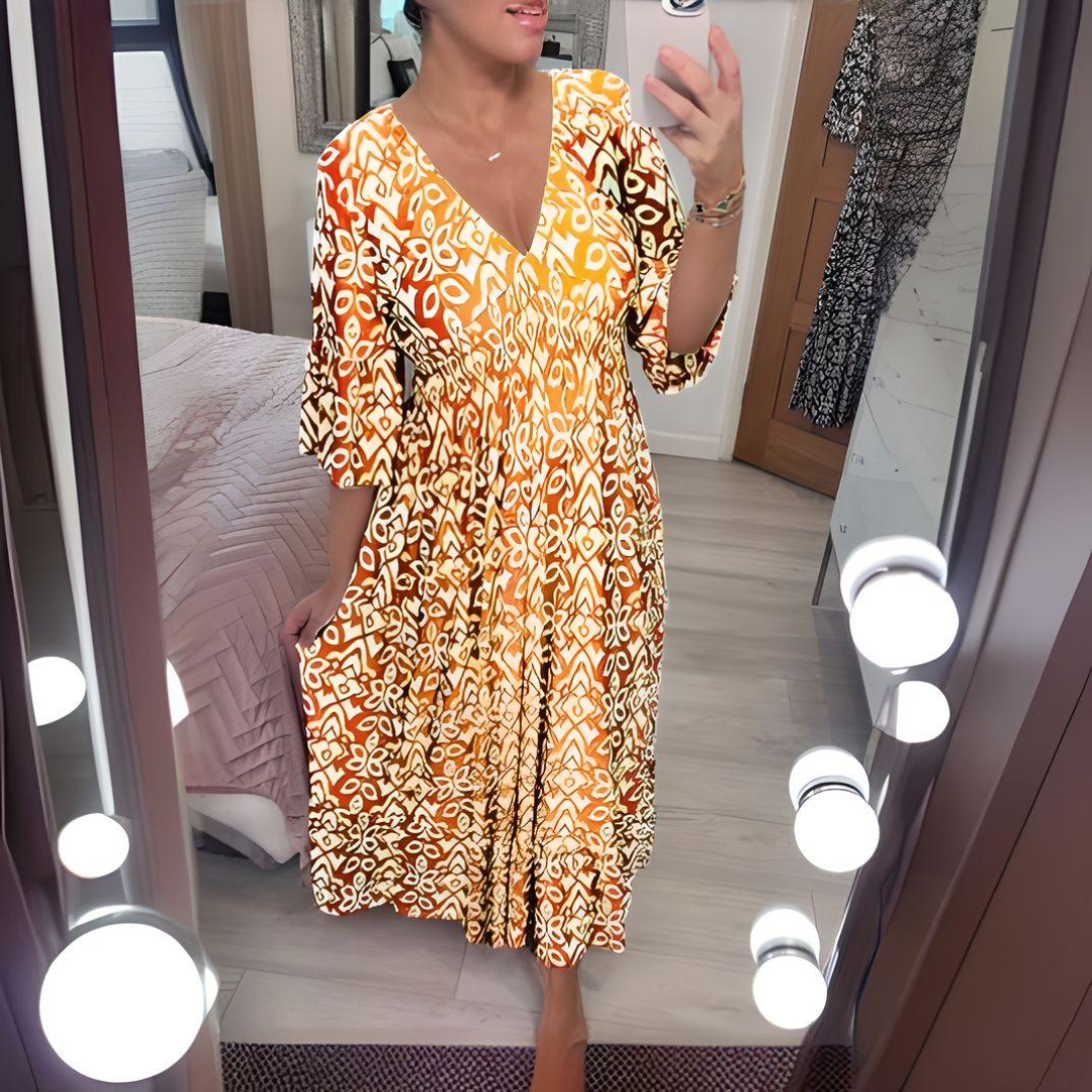 Women's Wrap Midi Dress – Yellow