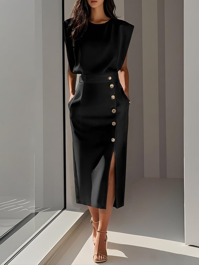 Women's Midi Dress – Black